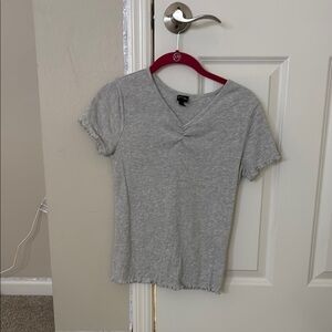 Gray V-Neck Women's Top